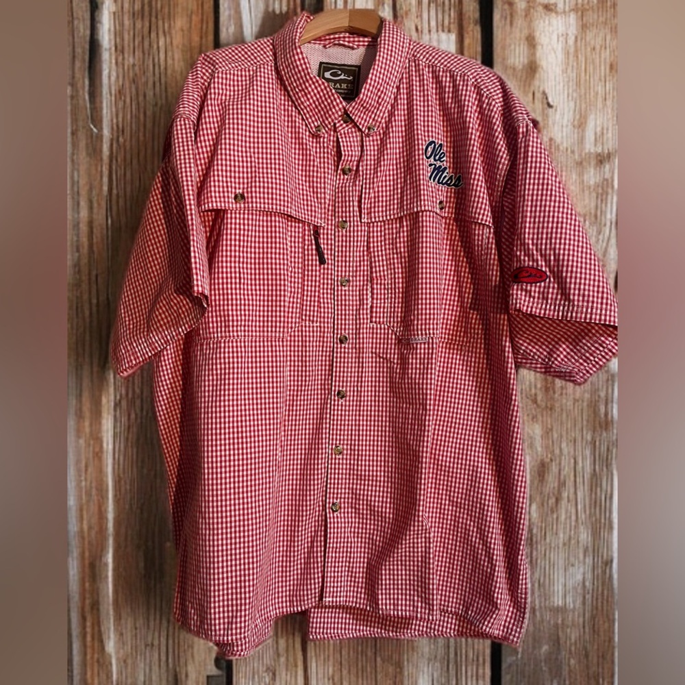 Ole Miss Drake Red Gingham Men's Casual Shirt